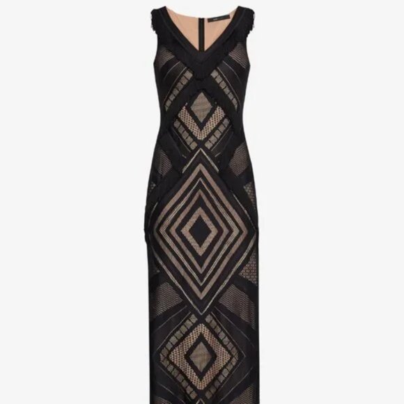 BCBGMaxAzria Dresses & Skirts - BCBGMaxAzaria | Fringe-Trimmed Flared Gown